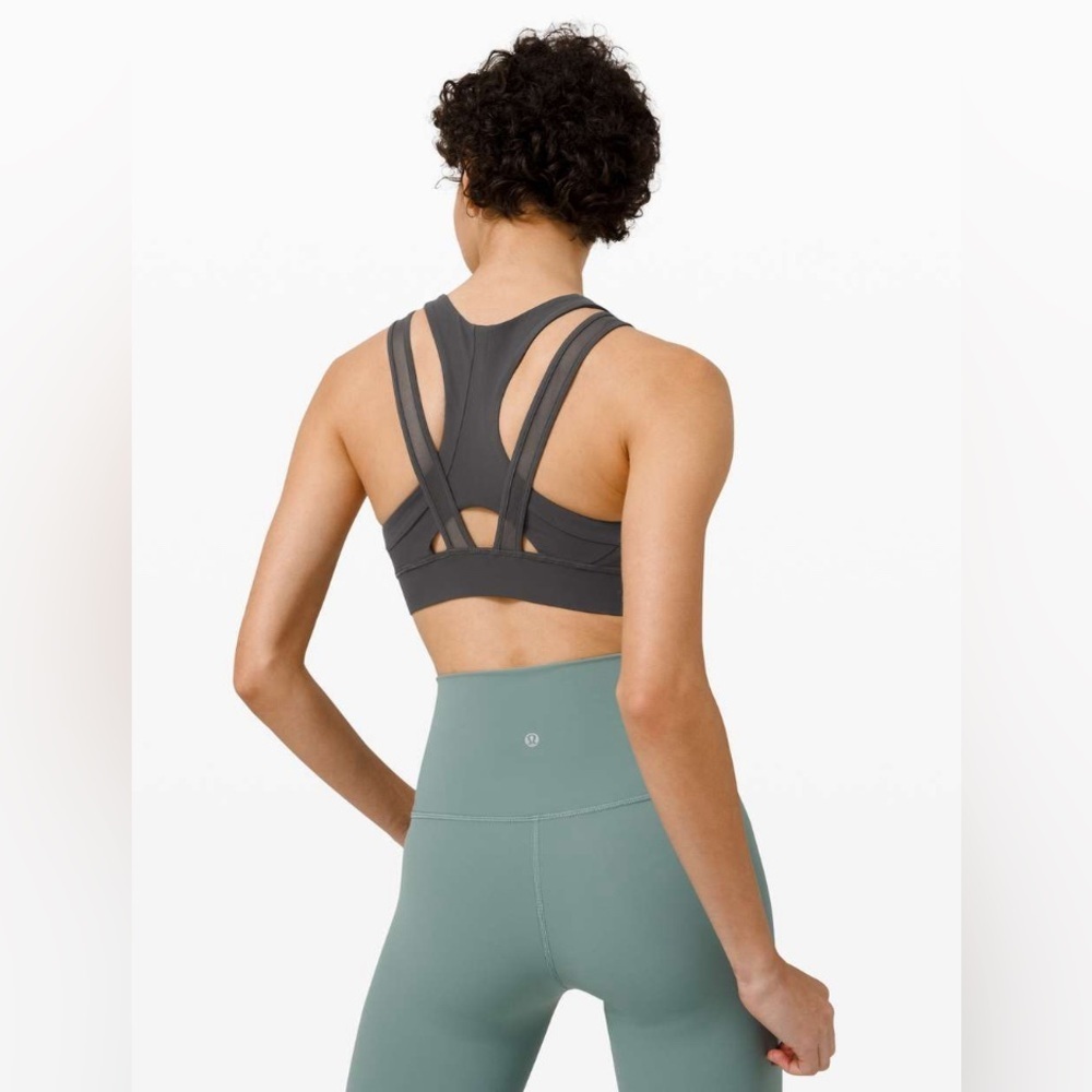 LULULEMON 🌟 Athletica GEARED TO TRAIN Bra Medium Support Graphite Gray 8 A/B - Picture 4 of 7